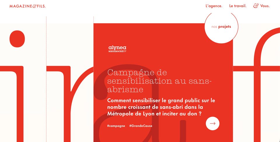 Page d’accueil du site de l’agence Magazine&Fils
